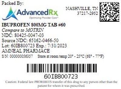 Ibuprofen 800mg Tab Qty 60 NDC 80425-0047.jpg Ibuprofen 800mg Tab Qty 60 NDC 80425 0047